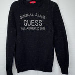Guess Original Jeans Black White Speckled Crewneck Pullover Sweater Logo Graphic Photo 0