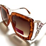 Betsey Johnson Large Tortoise Square with Gold Temple Sunglasses Photo 2