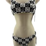 Hurley Black White Smiley Plaid Scoop Bralette Bikini Top Womens Medium Photo 0
