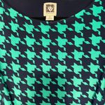 Anne Klein Houndstooth Sheath Dress Ruched Career Cocktail Teal Blue 8 Photo 2