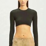 Palm Angels NWT FITTED RIBBED LONG SLEEVE CROPPED RIBBED T-SHIRT TEE BLACK L Photo 1