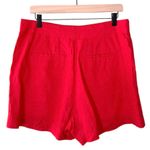 Madewell Linen Clean Button Tab Shorts in Rouge Red Women’s Size 10 Photo 6