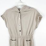 ZARA Cream 100% Cotton Utility Snap Button Closure Hoodie Jumpsuit, Size 12 Photo 6