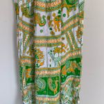 Vintage | Cotton Scarf Midi Dress Orange Green Print Farm Rio Small Photo 8