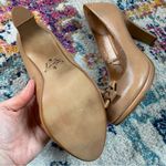 Anthropologie Anthropology Miss Albright Solid Tan Leather Platform Slip-On With Leather Bow Photo 4