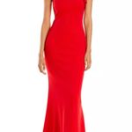 AQUA Red One Shoulder prom Dress Photo 0