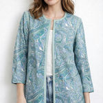 Doncaster  Cotton Long Jacket Spring Summer Blue Green Full Zip Paisley Print Photo 0