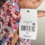 Ophelia Roe  Chiffon Floral Print Flare Sleeve‎ Peasant Top Photo 9