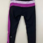 Lululemon Black Dual Tone Purple Crop Athletic Workout Leggings Photo 6