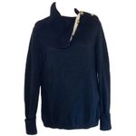 Banana Republic  Nautical Ribbed Navy Longsleeve Button Cowl Turtleneck Sweater-S Photo 4