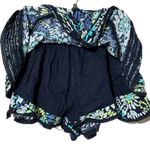 Aerie Floral Crochet Lace Ruffle Skort Cotton Elastic Batik Blue Aqua NWT - XS Photo 2