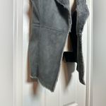 Hallhuber Gray Faux Fur Shearling Vest Short Sleeve Tiered Outerwear Size Med Photo 4