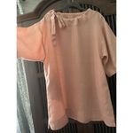 Blush Pink Linen Tunic Women’s Short Sleeve Top Bow Tie Neck Minimalist L/XL Pink Size L Photo 1