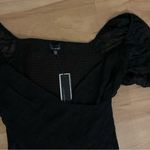 Lucy Paris NWT  Black Textured Faux-Wrap Top Size XL Puff Sleeves Photo 3