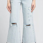 Alice + Olivia  Jeans Amazing High Rise BF Raw Hem Cuff Jean Rockstar Blue Wash Photo 0