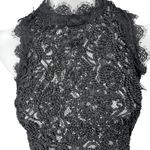 ZARA Trafaluc Black Lace Mock Neck Semi Sheer Sleeveless Crop Blouse Top Size S Photo 3