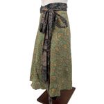 None Silk Blend Ethnic Reversible Wrap Skirt OS Festival Hippie Patchwork Boho Y2K Photo 10