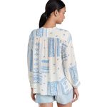 Ba&sh NWT  Chemise Isko Ecru Shirt Medium Blue Patchwork Lightweight Peasant Boho Photo 12