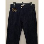$695 Michael Kors Collection Calf Hair Straight Jean Dark Wash Animal Print EUC Blue Size 4 Photo 6