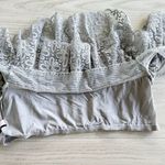 Victoria's Secret Silver Gray Lace Crop Off the Shoulder Flounce Bralette Large Photo 6