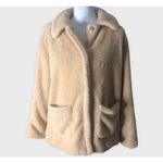 Very J  Snap Closure Tan Faux Fur Plush Long Sleeve Teddy Coat Photo 19