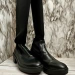 ZARA Womens Sz 36 US 6 Black Stretch Knee High Boots Lug Bottom Wide Shaft Moto Photo 0