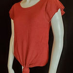 Madewell  Red Tie Front Short Sleeve Shirt (XS) Photo 0