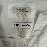 Malvin Shirt Womens 8 White Linen‎ Button Up Blouse Preppy Neutral Minimalist Photo 5