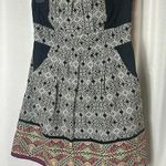 Rhapsody  Geometric Bohemian Mini Dress Size L Smocked Boho Chic Photo 0