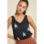 Olivaceous  navy tank with white stars Photo 1