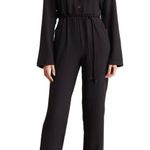 Area Stars New Long Sleeve Button Front Belted Jumpsuit Bella Black Size Medium Photo 0