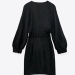 ZARA Black Belted Satin Effect Mini Wrap Dress Photo 3
