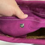 Gap L Woven Straw Raffia Tote Handbag Purse Raspberry Pink Woven Cloth Handles Photo 5