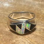 Onyx Vintage Inlay Black & Opal 925 Sterling Silver Ring Photo 1