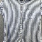 Lola River Women's Button Down Shirt Striped Sz Large Short Cuffed Sleeve Linen Photo 7