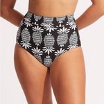 Seafolly New Corsica Black White Pineapple High Waisted Bikini Swim Bottom 8 Photo 7