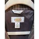 Talbots Womens Blazer Size 14 Brown Pinstripe Pleated Notch Collar Lined Career Photo 3