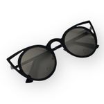 new Laser Cut Round Metal Mirror Lens Sunglasses ☀︎︎ Shiny Black / Silver Lens Photo 0