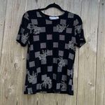 Jaclyn Smith Vintage Womens Blouse Slinky Knit No Iron Travel Size Small Black Photo 0