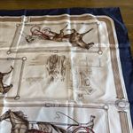CELINE  Silk Scarf Horse Racing Blue Steed Riders Races Vintage Large Picture Photo 3