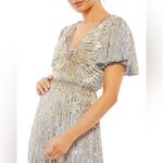 Mac Duggal Mac‎ Duggal Embellished V Neck Butterfly Sleeve Column Gown Platinum- NWT Photo 2