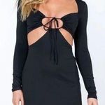 Princess Polly NWT  Molley Black Ribbed Double Cut-Out Long-Sleeve Mini Dress - S Photo 1