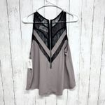 ASTR  Blouse Women Size Medium Gray Black Lace Inset Scoop Neck Sleeveless Top Photo 2