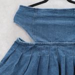 Spoon Jeans Blue Cutout Zip Mini Cotton Denim Pleated Flare Y2K Skirt L Large Photo 2