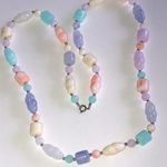 Vintage Pastel Lucite Beads Boho Beaded Necklace Purple Photo 0