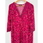 Bob Mackie Wearable Art Batik Printed Midi Dress Pink 1X Stretch Liquid Knit Photo 1