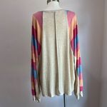 Sugarfox Boutique Oatmeal Rainbow Striped Print Long Sleeve Top Size 1X Photo 2