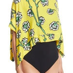 Diane Von Furstenberg Diane‎ Von Furstenberg Floral-Print Cropped Handkerchief Coverup Top Size Large Photo 0