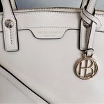 Henri Bendel  Ivory Saffiano Leather Convertible Crossbody Satchel Photo 6