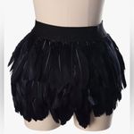Finesse Feather Skirt black mini zippers Feather satin waist band Small Photo 2